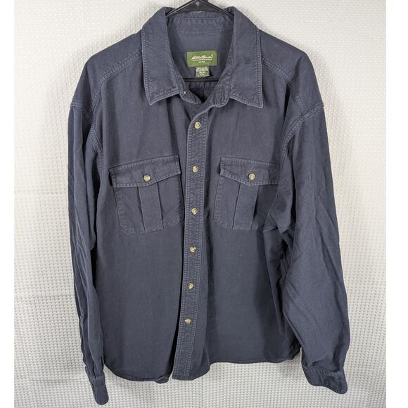 Eddie Bauer XXL Navy Utility Shirt Mens Long Sleeve Button Outdoor Workwear - Picture 1 of 3